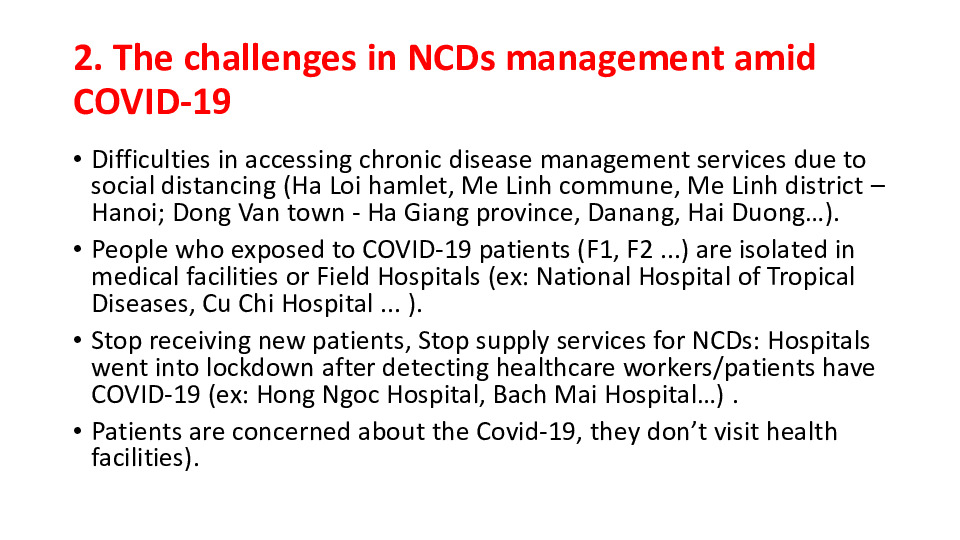 2. The challenges in NCDs management amid COVID-19
